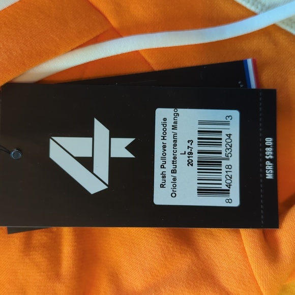 SOLD*******4 Laps Rush Pullover Hoodie oranges and whites NWT size Large - Picture 4 of 6